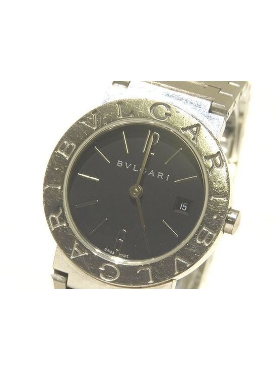 Bvlgari Quartz Watch Date Black Dial Silver Logo Available Round
